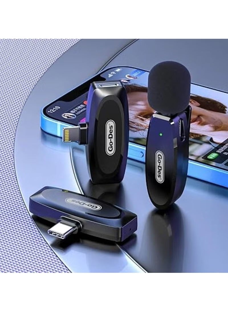 GO-DES "GD-WS301TC Wireless Digital Lapel Microphone – Plug-and-Play USB-C Lavalier Mic with Noise Cancellation, 2.4GHz Transmission, 20m Range, Rechargeable Battery – Perfect for Vlogging, Live Streaming, Interviews & Online Classes" - Image 3