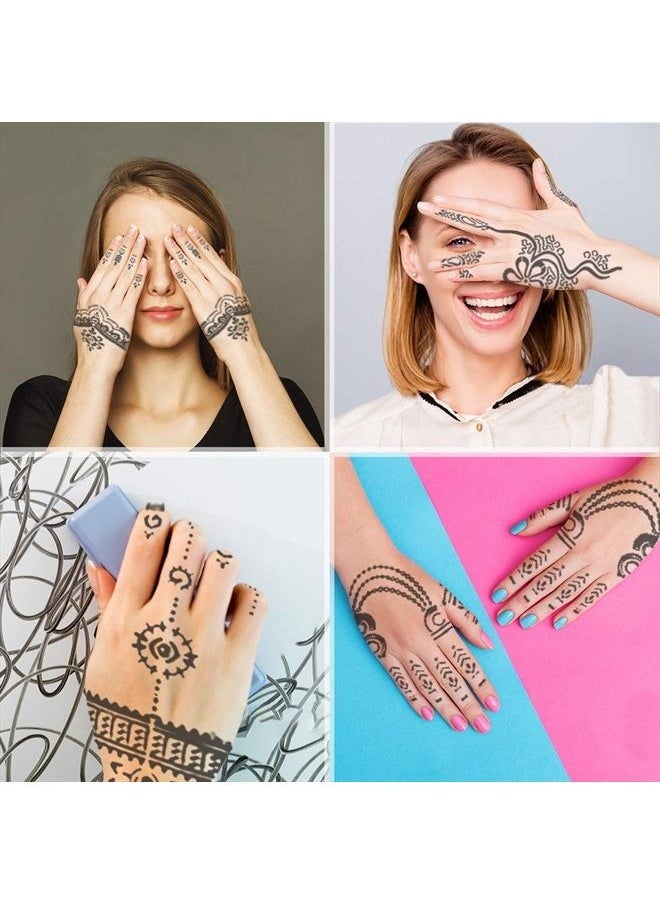 Koogel - 18 Sheets Henna Tattoo Stencil Kit, 97 PCS Temporary Glitter Airbrush Flower Tattoo Stencils for Women and Girls Arabian Realistic Tattoo Stickers for Face Paint Body Art - Image 1