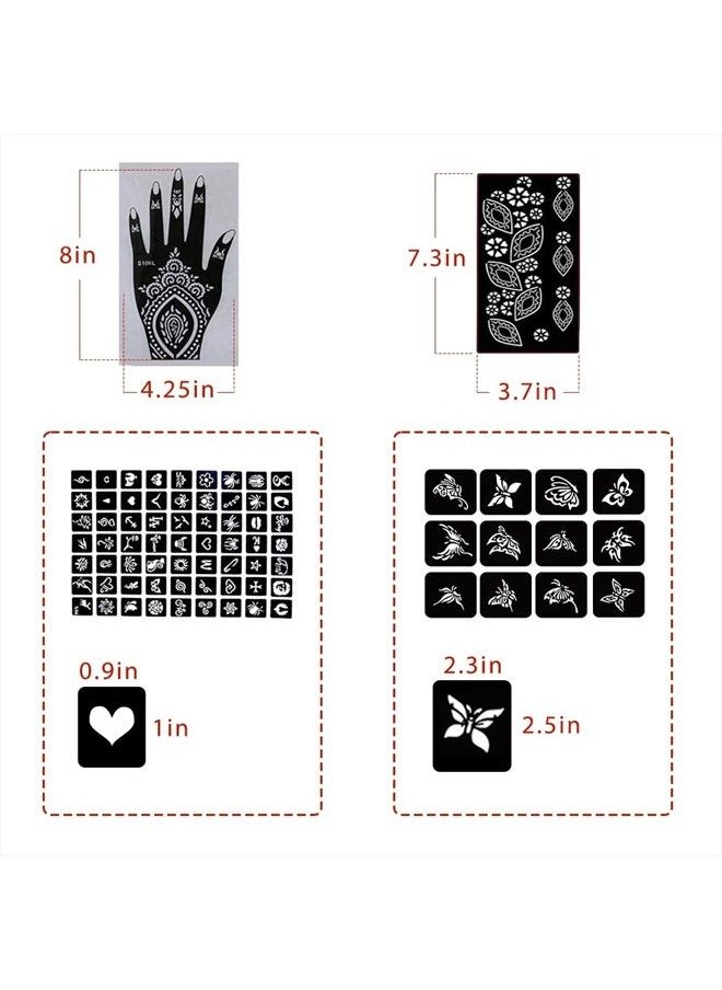 Koogel - 18 Sheets Henna Tattoo Stencil Kit, 97 PCS Temporary Glitter Airbrush Flower Tattoo Stencils for Women and Girls Arabian Realistic Tattoo Stickers for Face Paint Body Art - Image 1