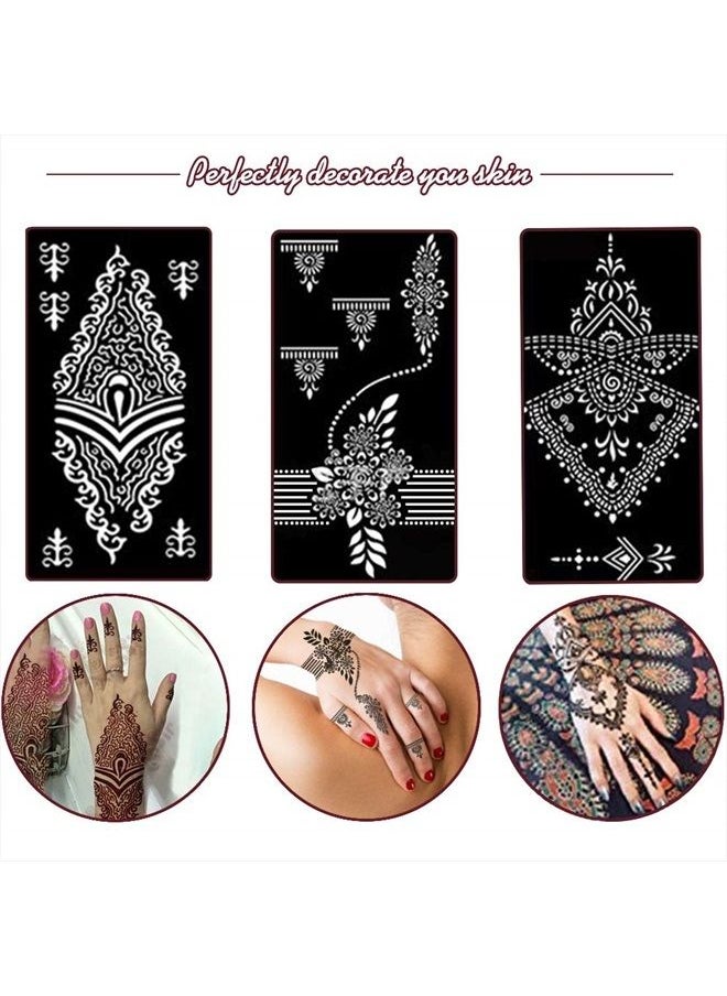 Koogel - 18 Sheets Henna Tattoo Stencil Kit, 97 PCS Temporary Glitter Airbrush Flower Tattoo Stencils for Women and Girls Arabian Realistic Tattoo Stickers for Face Paint Body Art - Image 1
