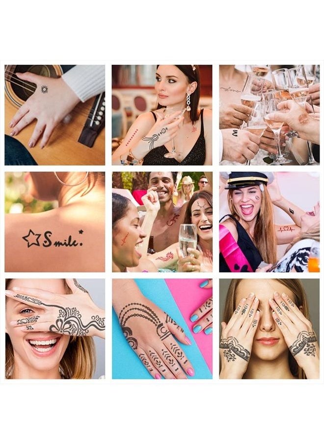 Koogel - 18 Sheets Henna Tattoo Stencil Kit, 97 PCS Temporary Glitter Airbrush Flower Tattoo Stencils for Women and Girls Arabian Realistic Tattoo Stickers for Face Paint Body Art - Image 1