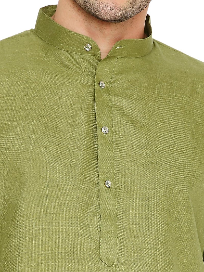Maharaja Magic Cotton Solid Kurta in Olive Green for Men[MSKurta1170-40] - Image 5