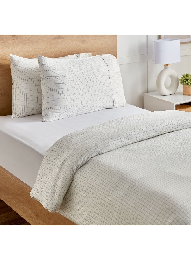 Home Box Ferum Stripe 3-Pieces Microfiber Queen King Duvet Quilt Cover Set 220 x 220 cm - Image 1