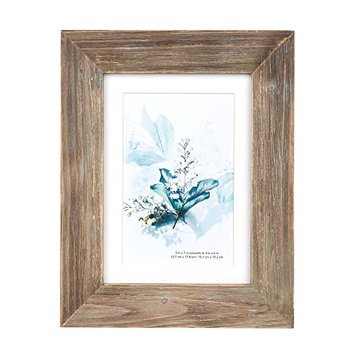 KAIWIN 100% Solid Wood Brown 5x7 Picture Frame 1 Pack - Display Picture 4x6 with Mat, Rustic Wooden Photo Frames for Table Top and Wall Mounting - Image 3