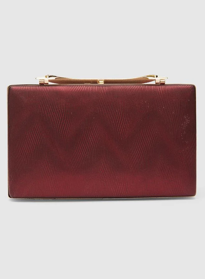 جلو باص Red Embellished Box Clutch