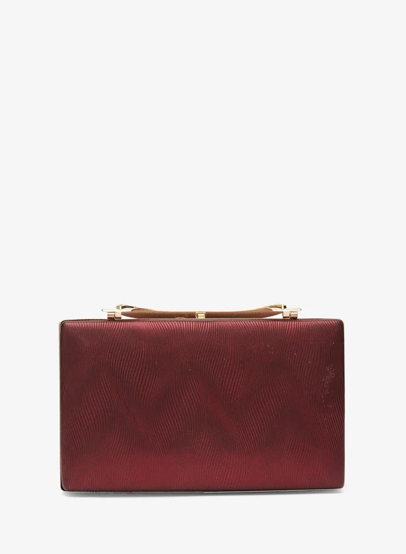 Globus Red Embellished Box Clutch