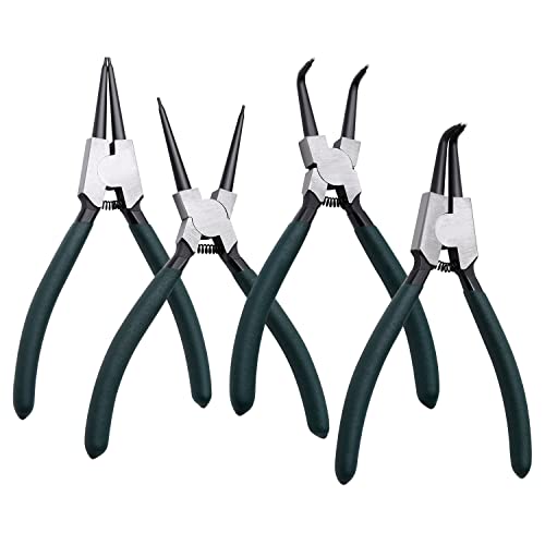 LFSEMINI Snap Ring Pliers Set, 4pcs 7" Internal/External Circlip Pliers Kit with Straight/Bent Jaw, Heavy Duty Precision Spring Loaded Pliers for Ring Remover Retaining and Remove Hoses, Gaskets - Image 1