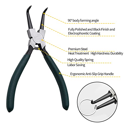 LFSEMINI Snap Ring Pliers Set, 4pcs 7" Internal/External Circlip Pliers Kit with Straight/Bent Jaw, Heavy Duty Precision Spring Loaded Pliers for Ring Remover Retaining and Remove Hoses, Gaskets - Image 3