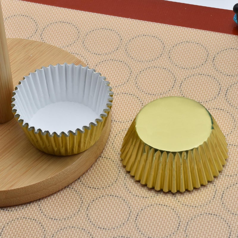 MODENGKONGJIAN 200 Pcs Gold Foil Cupcake Liners Standard Baking Cups Muffin Paper Cases - Image 5