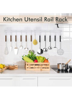 Oasisgalore 2 Pack Kitchen Utensil Hooks, Utensil Hangers with 6 Hooks Space Saving No Drilling Waterproof Wall Hook for Kitchen Bathroom Bedroom White  - Image 2