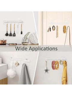 Oasisgalore 2 Pack Kitchen Utensil Hooks, Utensil Hangers with 6 Hooks Space Saving No Drilling Waterproof Wall Hook for Kitchen Bathroom Bedroom White  - Image 5