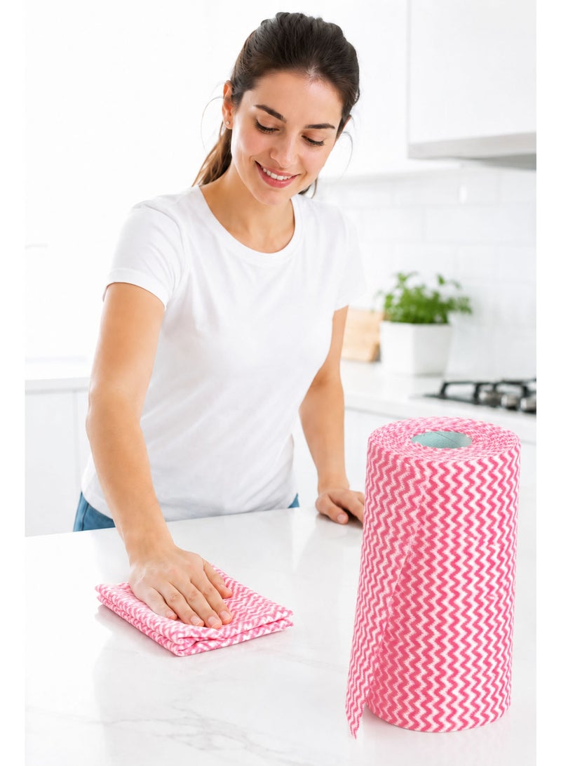 Heavy Duty Reusable Cleaning Wipes Roll, 50 Sheets Multipurpose Washable Cleaning Cloths for Kitchen, Household, Glass & Surface Cleaning (250x300mm) - Image 1
