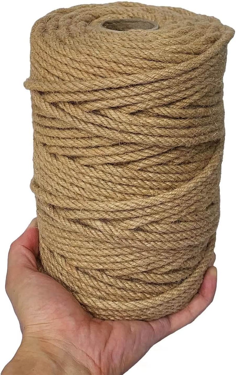 IlikeEC 328 Feet Jute Rope, 6mm 4-Ply Natural Thick Jute Twine String for Floristry, DIY Arts Crafts, Gardening Bundling and Cat Scratch Post (Brown) - Image 1