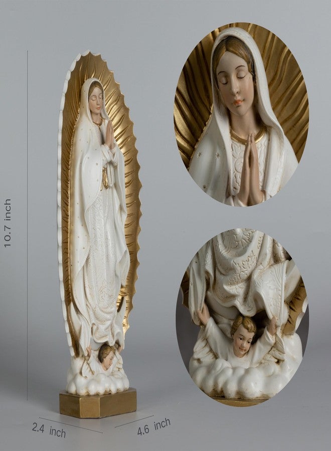 BC BUILDCLASSIC BC Catholic Our Lady of Guadalupe Statue, 10.7" H Virgen De Guadalupe Figure, Holy Mother Mary Religious Gift, Catholic Home Decor, Hand Painted by Buildclassic (Gold &White) - Image 3