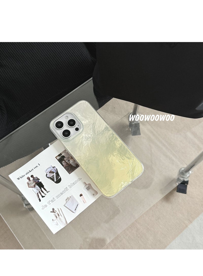 NIBEMINENT Tin Foil Pattern Simplicity Protective TPU Case Cover For iPhone 16 Pro, Gradual/Yellow