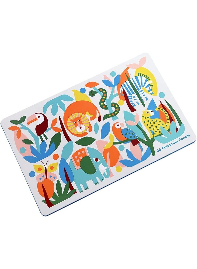 Rex London Wild Wonders 36 Colouring Pencils In A Tin – Vibrant Multicolour Pencils Set for Kids – Premium Colouring and Drawing Kit with Jungle Animals Tin Storage Box – Ideal Gift for Art & Creativity - Image 3