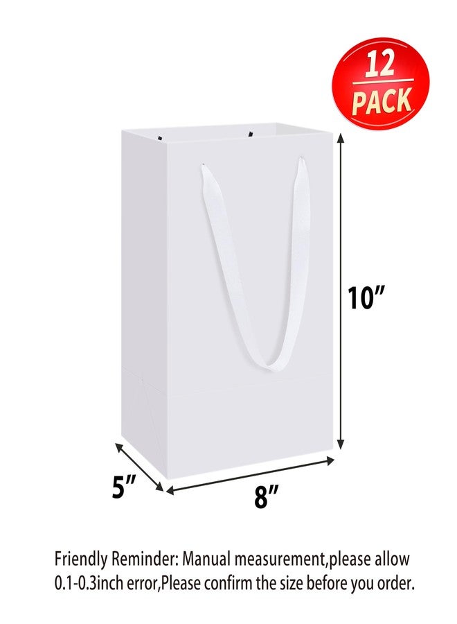 HUAPRINT 30 Pack White Medium Paper Bags with Handles - 8x5x10 inch Gift Wrap Bag for Retail,Party Favor,Merchandise,Business,Shopping,Wedding - Image 2