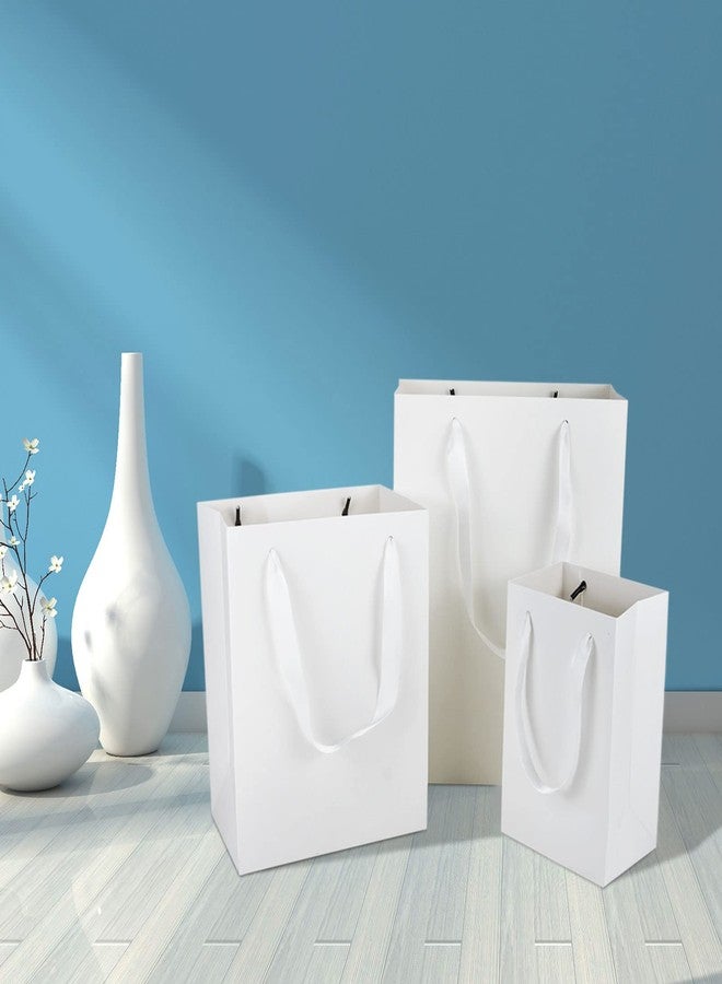 HUAPRINT 30 Pack White Medium Paper Bags with Handles - 8x5x10 inch Gift Wrap Bag for Retail,Party Favor,Merchandise,Business,Shopping,Wedding - Image 5