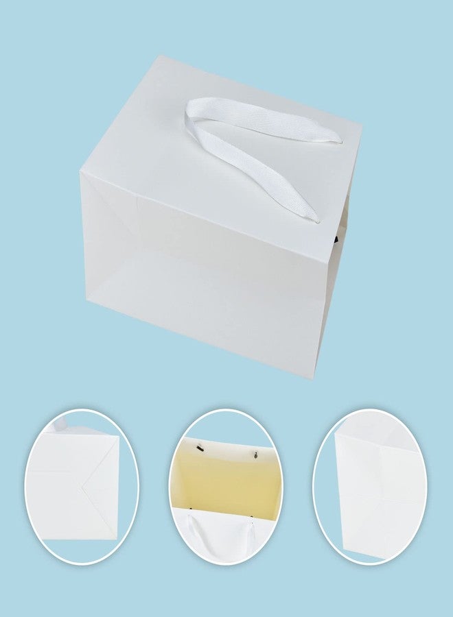 HUAPRINT 30 Pack White Medium Paper Bags with Handles - 8x5x10 inch Gift Wrap Bag for Retail,Party Favor,Merchandise,Business,Shopping,Wedding - Image 3