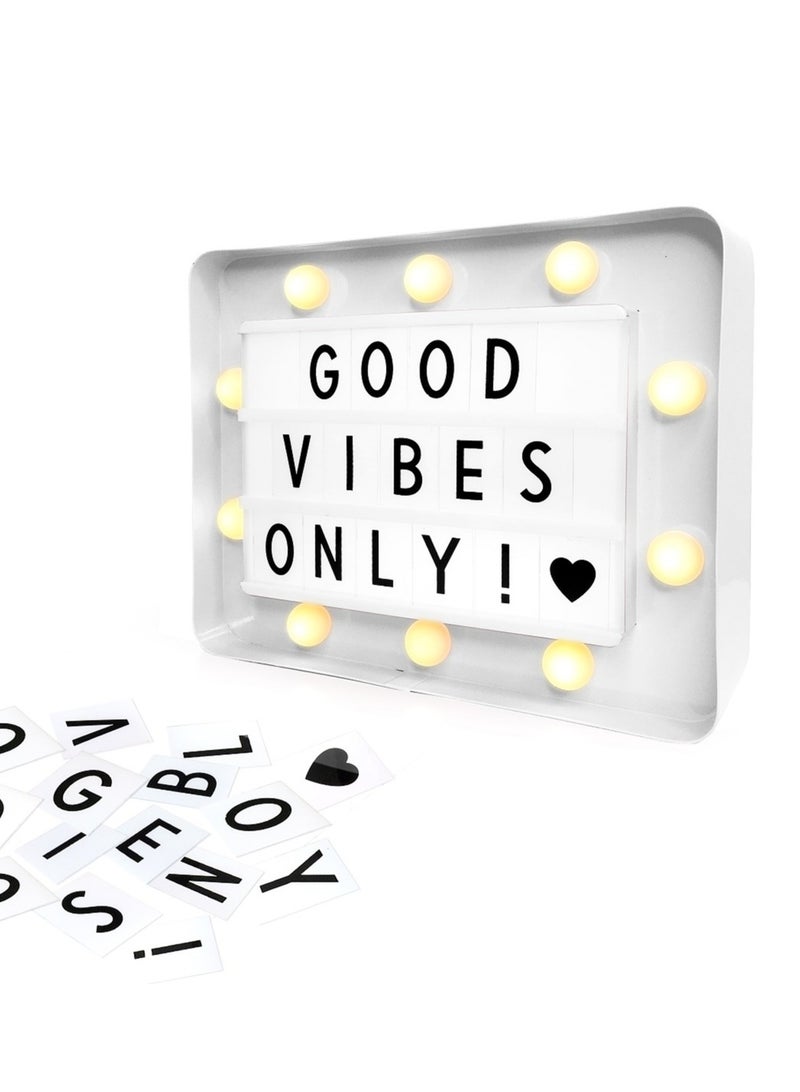 سلة لوحة مضيئة بإطار باللون الأبيض مع حروف وأرقام ورموز لكتابة ما ترغبون به 21 سم - Image 1