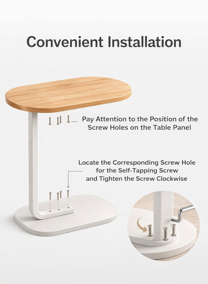 ARNOTEC Modern C-Shaped End Table – Minimalist Sofa Side Table for Living Room or Bedroom | Small Coffee Table with Metal Frame & Wooden Top | Space-Saving, Portable, Easy Assembly (45×30×60cm) - Image 3