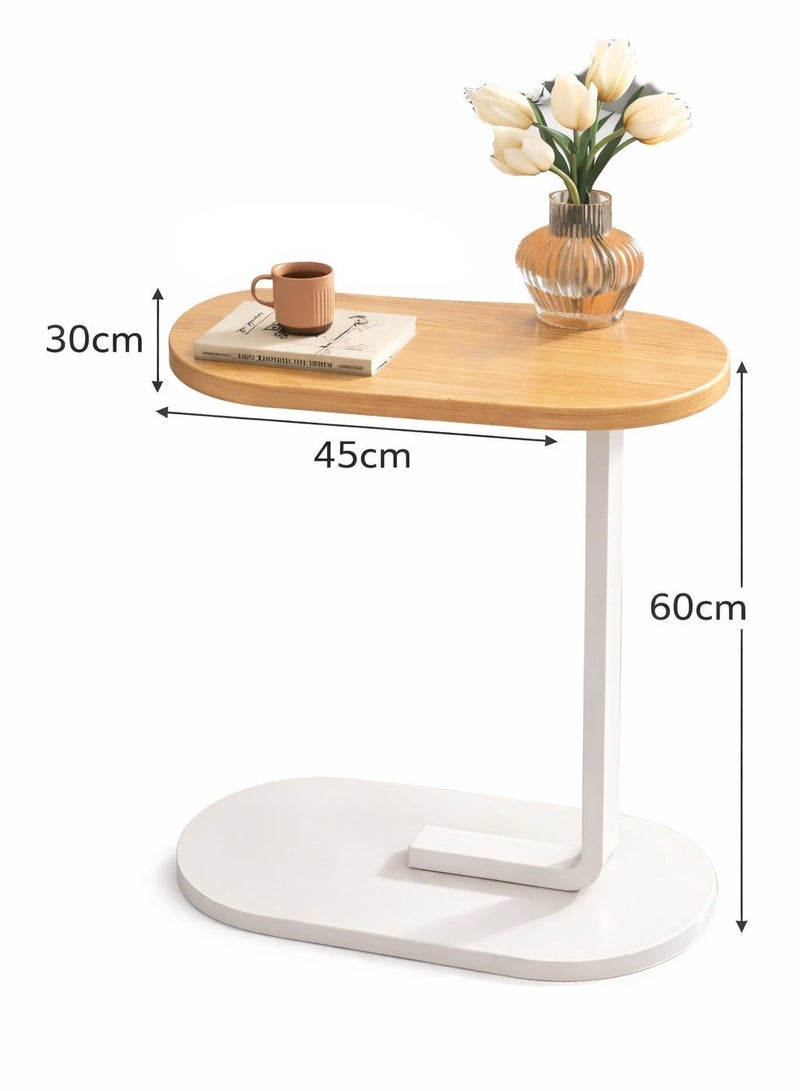 ARNOTEC Modern C-Shaped End Table – Minimalist Sofa Side Table for Living Room or Bedroom | Small Coffee Table with Metal Frame & Wooden Top | Space-Saving, Portable, Easy Assembly (45×30×60cm) - Image 2