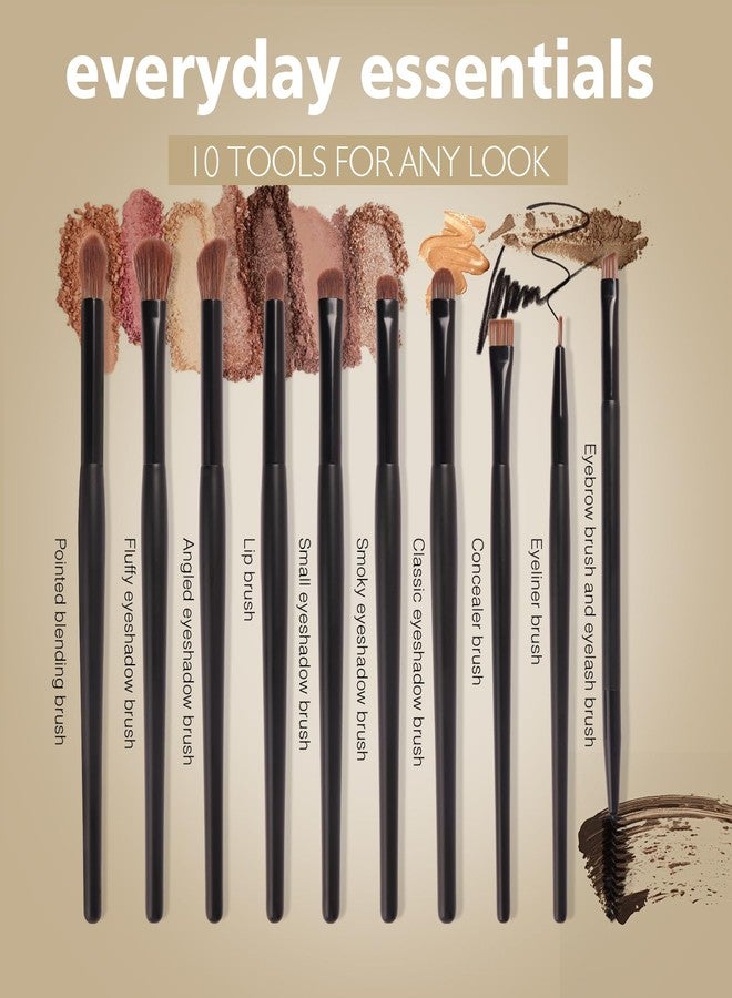 Banidy Eye Makeup Brushes 10pcs Eyeshadow Brushes Professional Eyebrow Eyeliner Makeup Brushes Set with Soft Synthetic Hairs & Real Wood Handle for Eyeshadow,Eyebrow, Eyeliner,Concealer,Foundation - Image 2