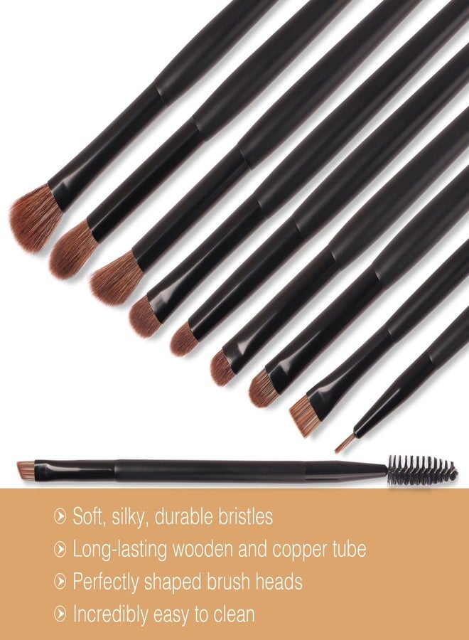 Banidy Eye Makeup Brushes 10pcs Eyeshadow Brushes Professional Eyebrow Eyeliner Makeup Brushes Set with Soft Synthetic Hairs & Real Wood Handle for Eyeshadow,Eyebrow, Eyeliner,Concealer,Foundation - Image 3