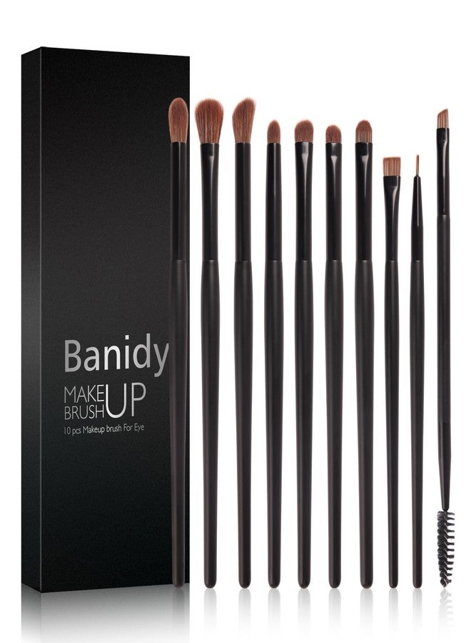 Banidy Eye Makeup Brushes 10pcs Eyeshadow Brushes Professional Eyebrow Eyeliner Makeup Brushes Set with Soft Synthetic Hairs & Real Wood Handle for Eyeshadow,Eyebrow, Eyeliner,Concealer,Foundation - Image 1