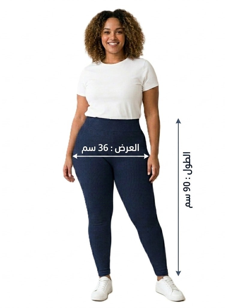 Women's Imported Ribbed High Waist Leggings – Soft Stretch Full Length Leggings for Daily Wear, Fitness & Casual Use – One Size Fits Up to 75 kg - Image 2