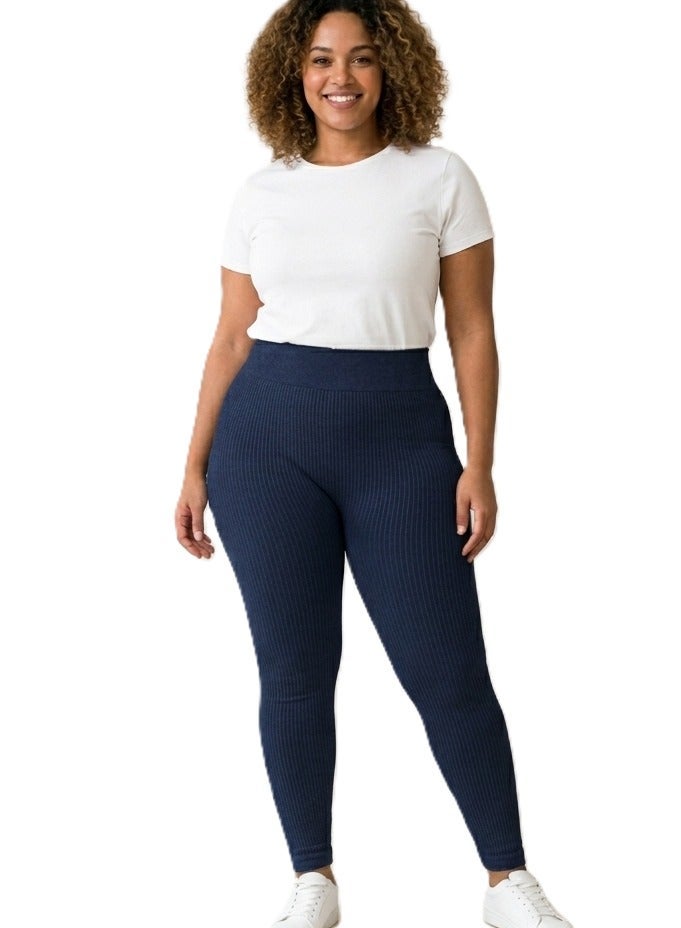 Women's Imported Ribbed High Waist Leggings – Soft Stretch Full Length Leggings for Daily Wear, Fitness & Casual Use – One Size Fits Up to 75 kg - Image 1