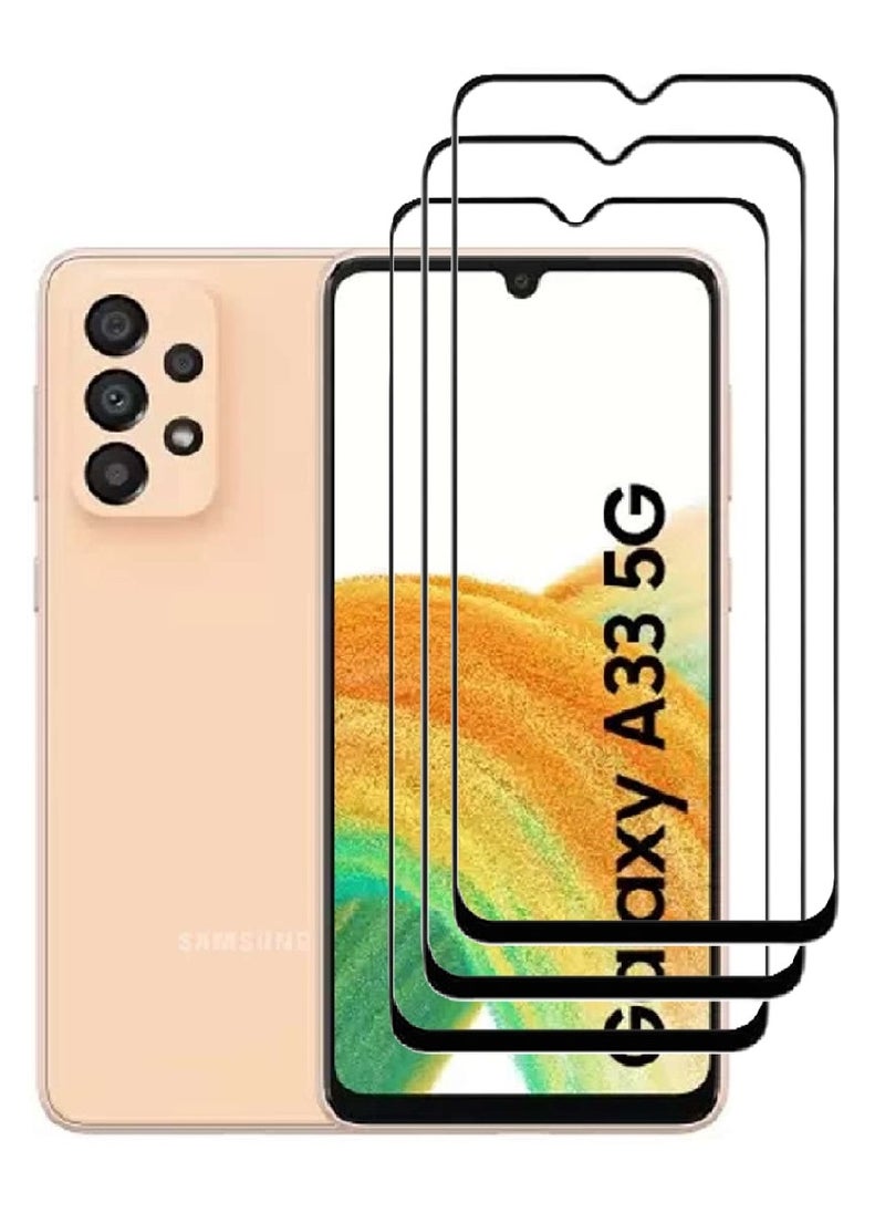 AINA 3 Pieces Tempered Glass Screen Protector 5D Designed For Samsung Galaxy A33 5G Full Glue Edge to Edge Full Screen Coverage And Bubble Free - Image 1