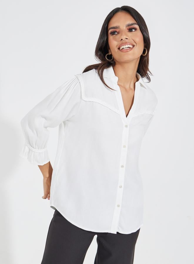 Styli Twill Relaxed Fit Shirt with Braiding Detail - Image 1