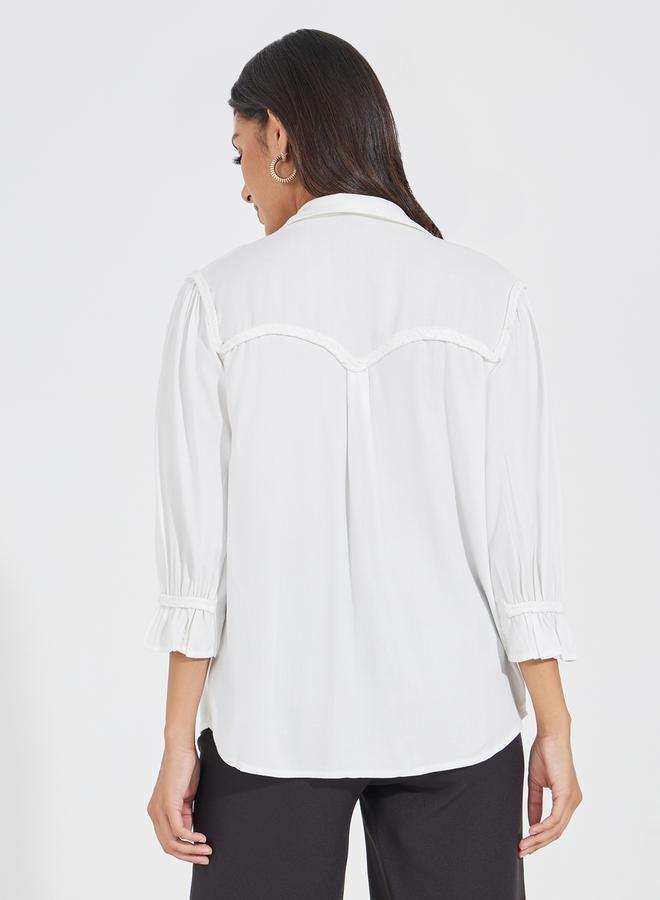 Styli Twill Relaxed Fit Shirt with Braiding Detail - Image 4