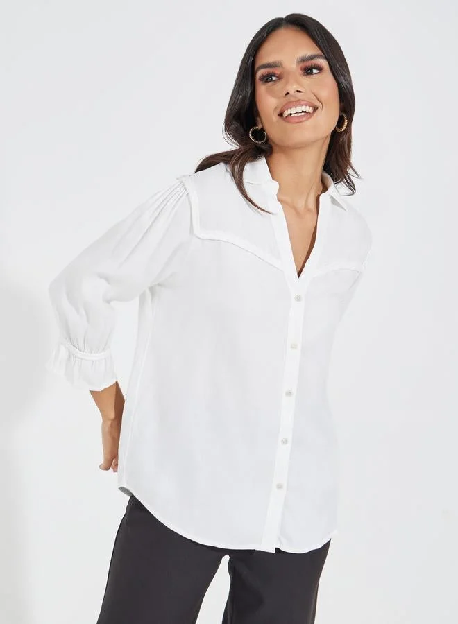 Styli Styli Twill Relaxed Fit Shirt with Braiding Detail