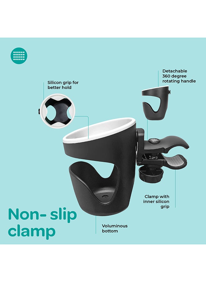 Moon Universal Cup Holder 360 Degree Rotating, Black - Image 4
