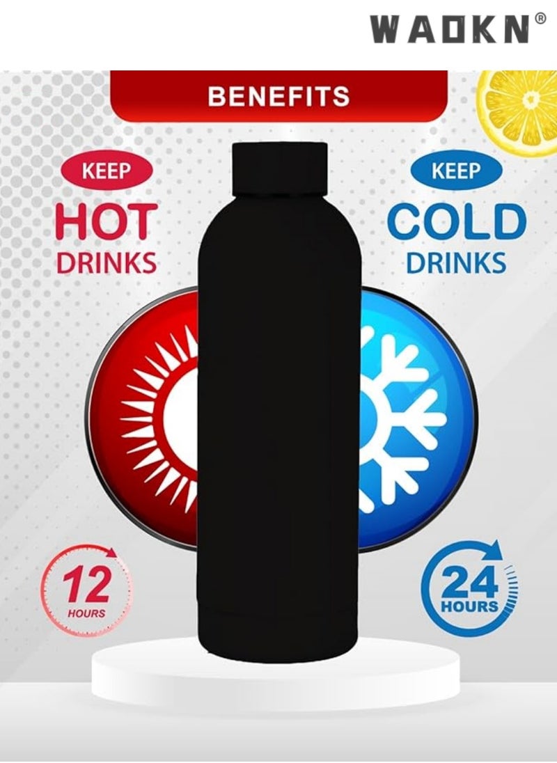 WAOKN Water Bottle Stainless Steel, Drinking Thermos Double Wall Insulated Water Bottles for Hot and Cold Water Kids School Hydro Flask Metal Water Bottle for Gym Office Water Bottle  - Image 3