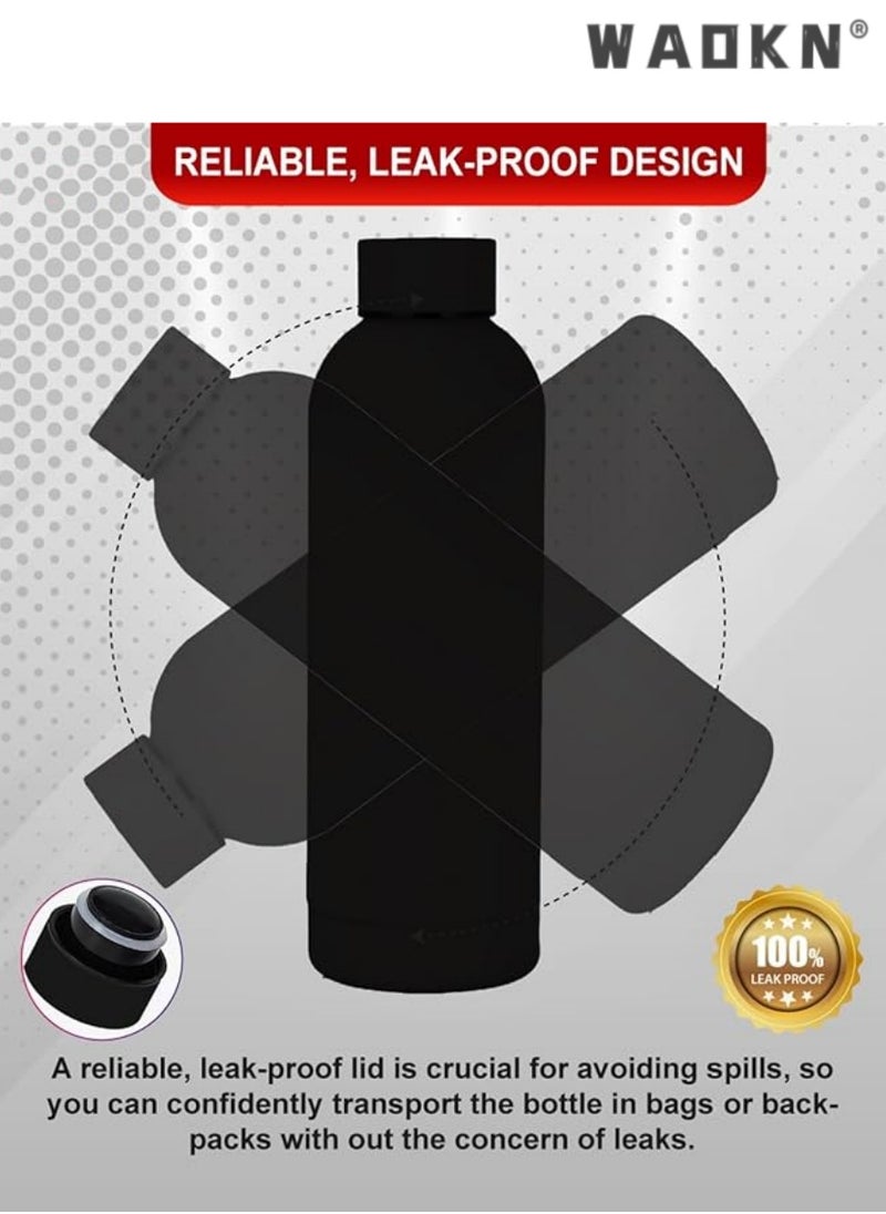 WAOKN Water Bottle Stainless Steel, Drinking Thermos Double Wall Insulated Water Bottles for Hot and Cold Water Kids School Hydro Flask Metal Water Bottle for Gym Office Water Bottle  - Image 5