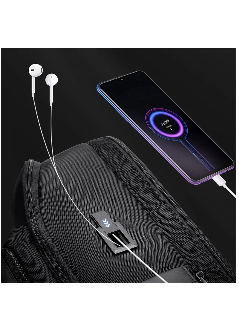 أركتيك هانتر حقيبة ظهر أعمال للرجال بمدخل USB مقاومة للماء B00403 أسود