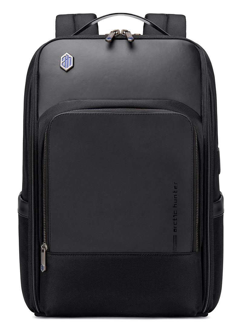 ARCTIC HUNTER Business Backpack for Men Laptop Bag Office Travel Backpack iPad and Clothing Pocket Anti Theft Water Resistant Backpack with USB Port B00403 Black - Image 3