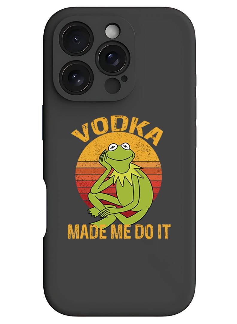 Theodor iPhone 16 Pro Black Protective Slim Fit Case Liquid Silicone Cover with Full Body Protection Anti-Scratch Shockproof Case For iPhone - Vodka made me do it - Image 1