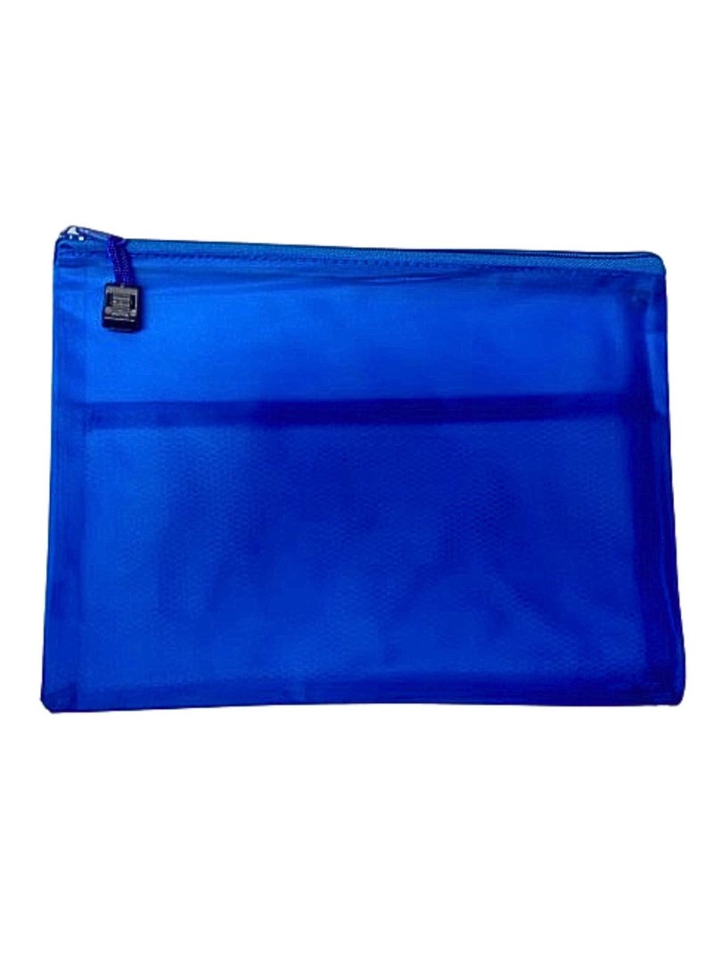 Libra A5 Zipper File Bags, Zippered Waterproof  Pouch Plastic Zip Document BLUE - Image 2