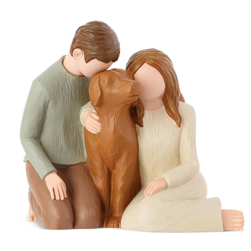 Carracci Couple with Dog Figurines Ornaments We Are A Family Memorials Statues for Dog Lovers