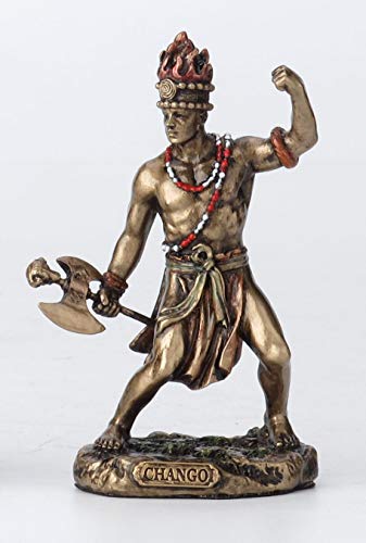 Veronese Design 3 1/2 Inch Chango Santeria Orisha God of Fire, Thunder, Lightening and War Cast Resin Hand Painted Antique Bronze Finish Statue Home Decor - Image 1