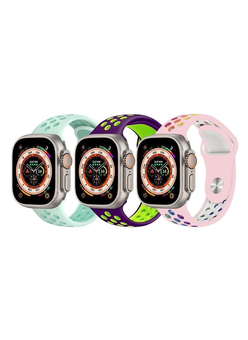 CATANES - 3 Pack For Apple Watch 49mm 45mm 44mm 42mm Silicone Sport Band Nike Strap Compatible With iWatch Series Ultra/8/7/SE/6/5/4/3/2/1 - Image 1