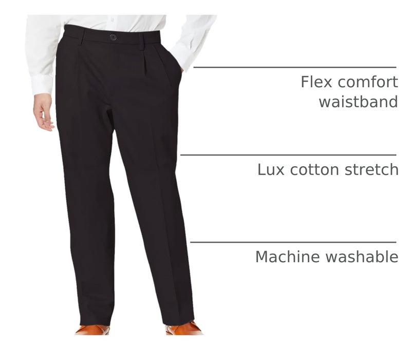 DOCKERS بنطلونات دوكرز للرجال بتصميم مريح من قطن لاكس القابل للتمدد - مطوية، أسود، 36W x 32L - Image 3