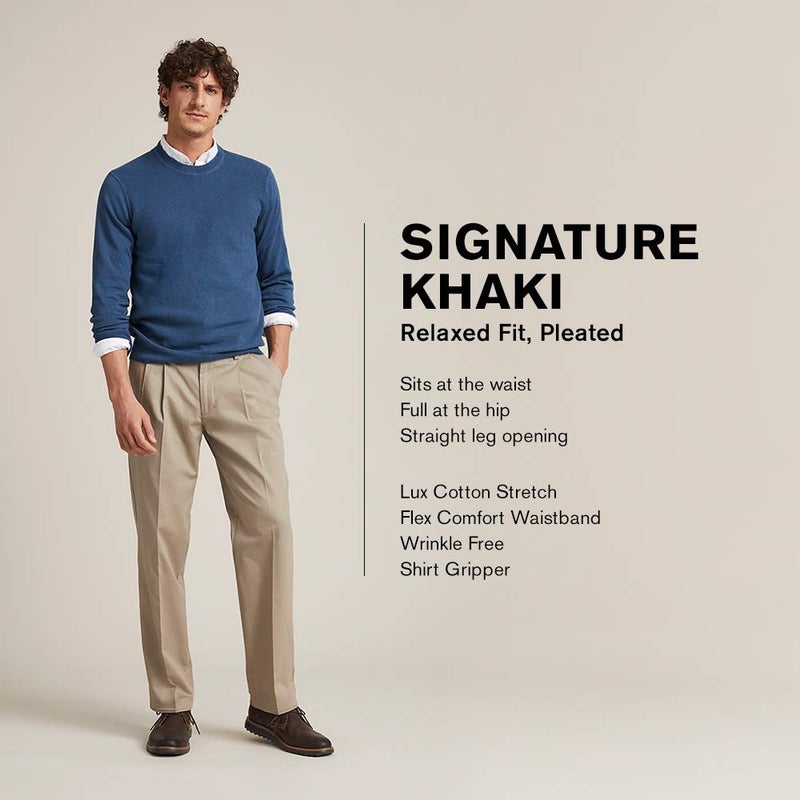 DOCKERS بنطلونات دوكرز للرجال بتصميم مريح من قطن لاكس القابل للتمدد - مطوية، أسود، 36W x 32L - Image 4