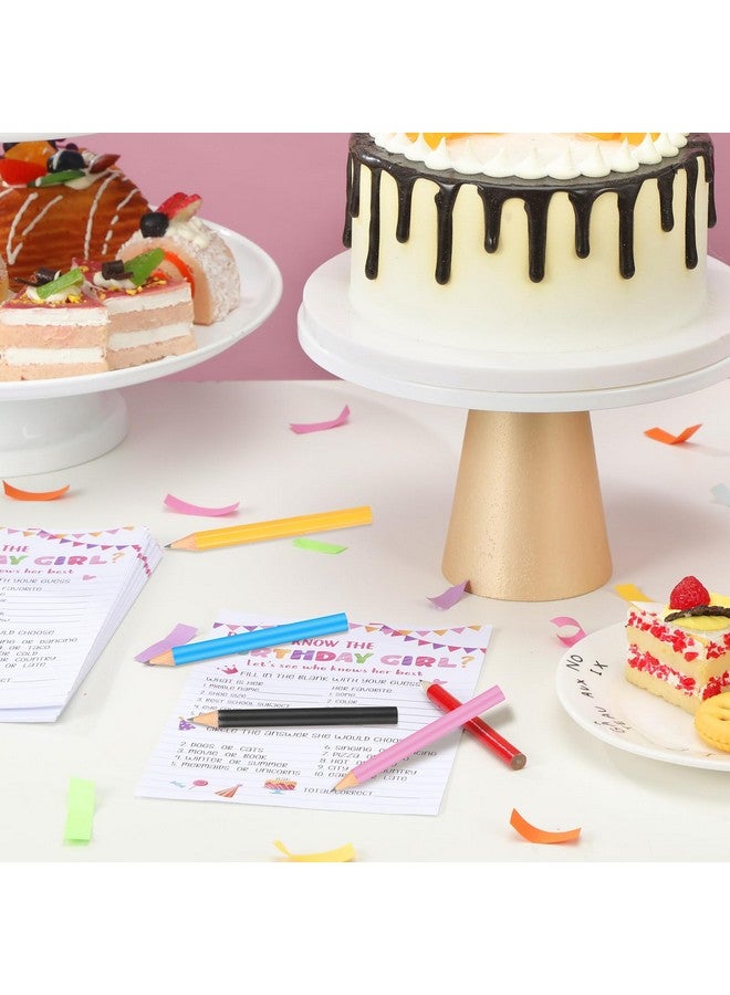 Marspark 50 Sheets Who Knows The Birthday Girl Game Cards Birthday Girl Party Game Cards With 20 Pieces Pre Pointed Wood Pencils Notebook Themed Party Activity Card For Sleepover Slumber Party Supplies - Image 4