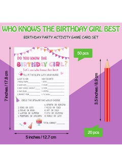 Marspark 50 Sheets Who Knows The Birthday Girl Game Cards Birthday Girl Party Game Cards With 20 Pieces Pre Pointed Wood Pencils Notebook Themed Party Activity Card For Sleepover Slumber Party Supplies  - Image 2