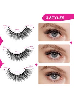 Calailis False Eyelash, Eye Makeup Lash 3D Faux Mink Fake Eyelash Long Natural Eyelashes 3 Pairs With 5G False Eyelash Glue (Cs30)  - Image 2